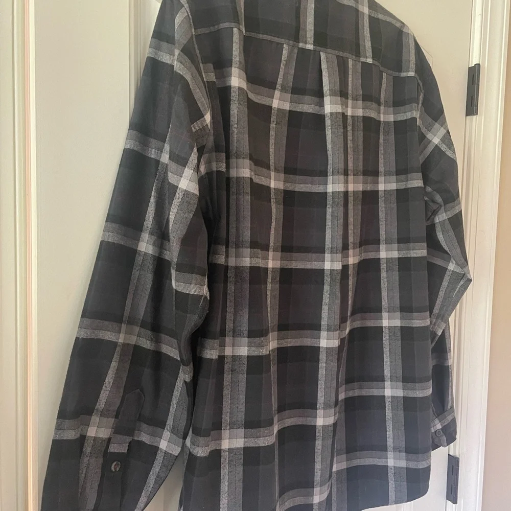 Eddie Bauer Black and Gray Plaid Button-Up Shirt - Picture 6 of 10